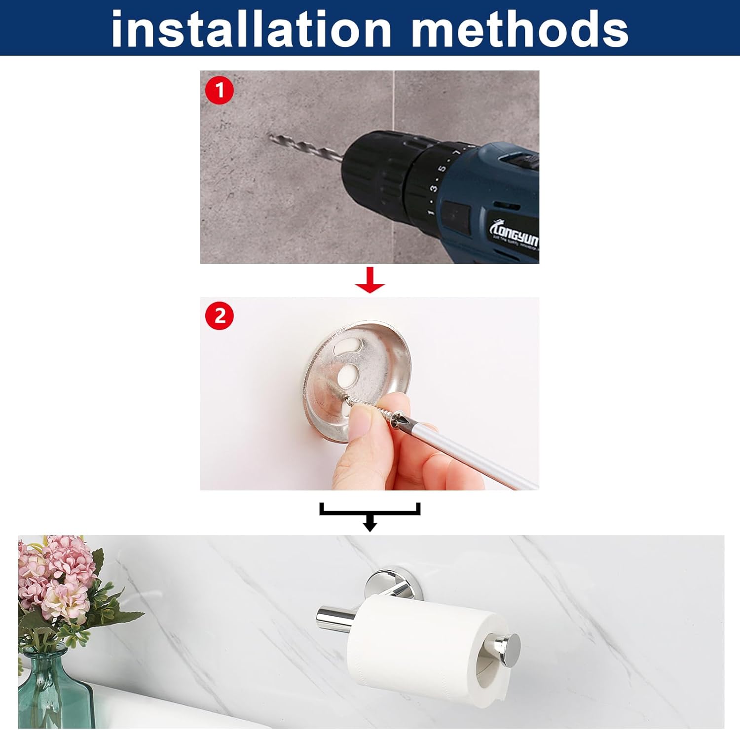 NearMoon Bathroom Toilet Paper Holder, Premium SUS304 Stainless Steel Rustproof Wall Mounted Toilet Roll Holder for