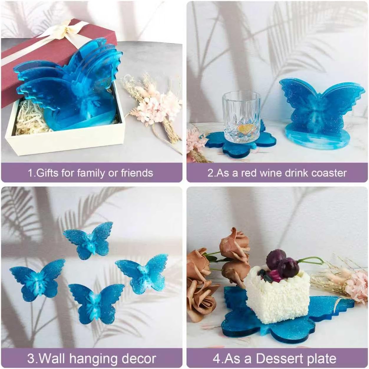 Butterfly Coaster Resin Mold Set / Red