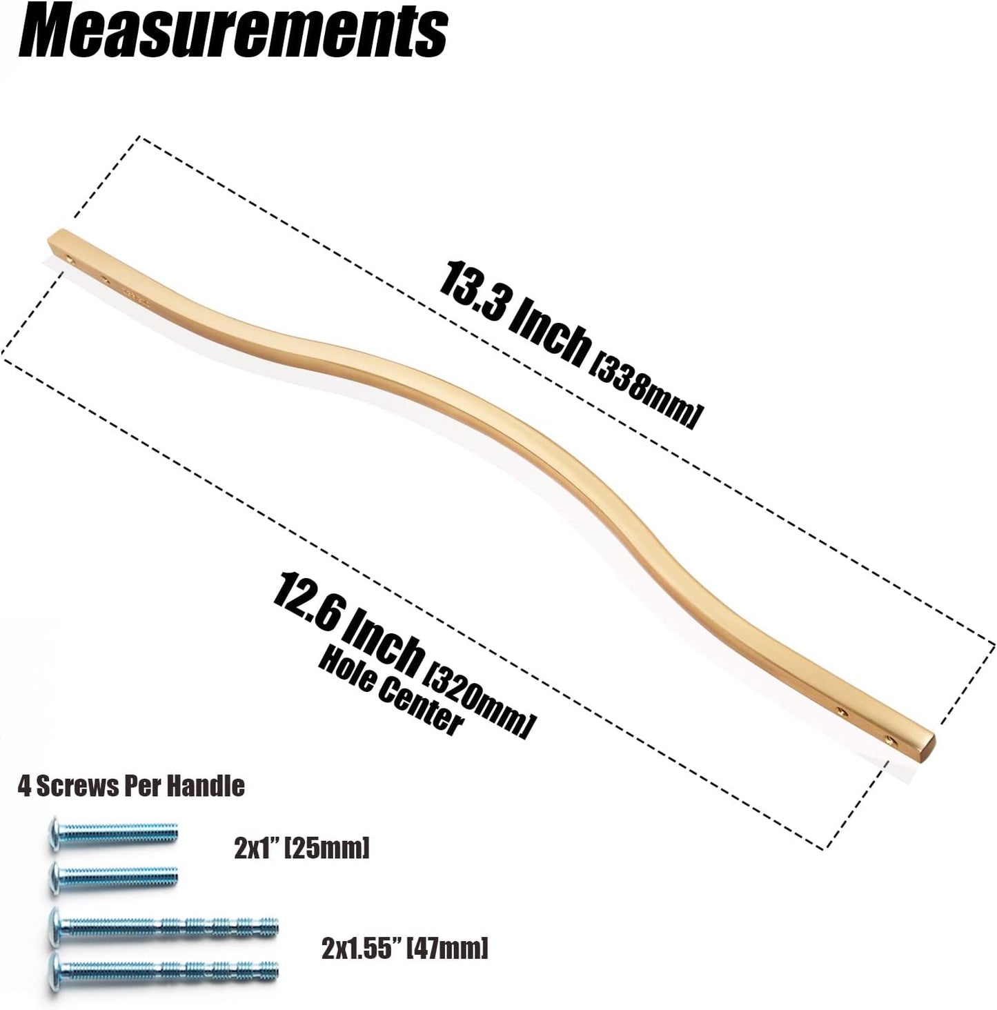 Low Profile Cabinet Pulls / 11.3'/12.6'' Hole Centers / Brushed Brass