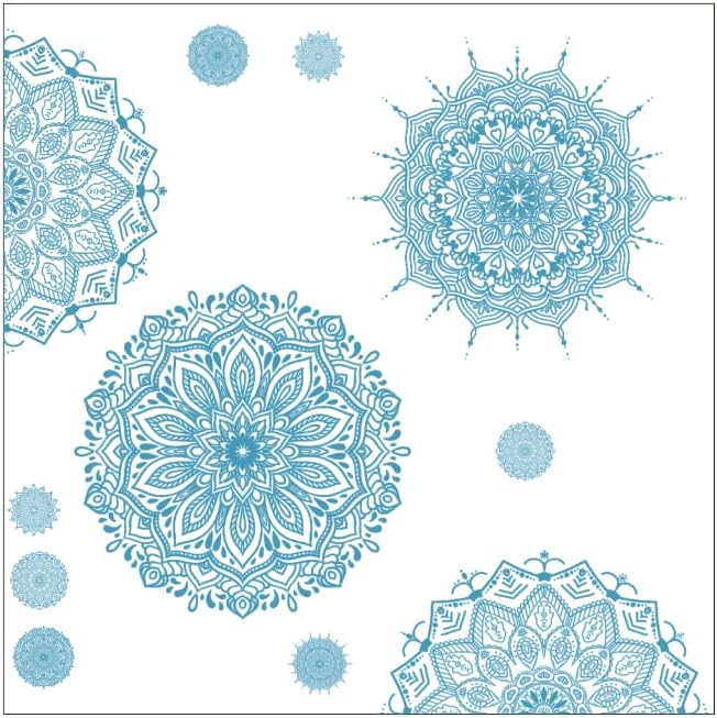 Light Blue Mandala Wall Stickers Removable Mandala Art Decals Peel and Stick Lotus / Blue Small