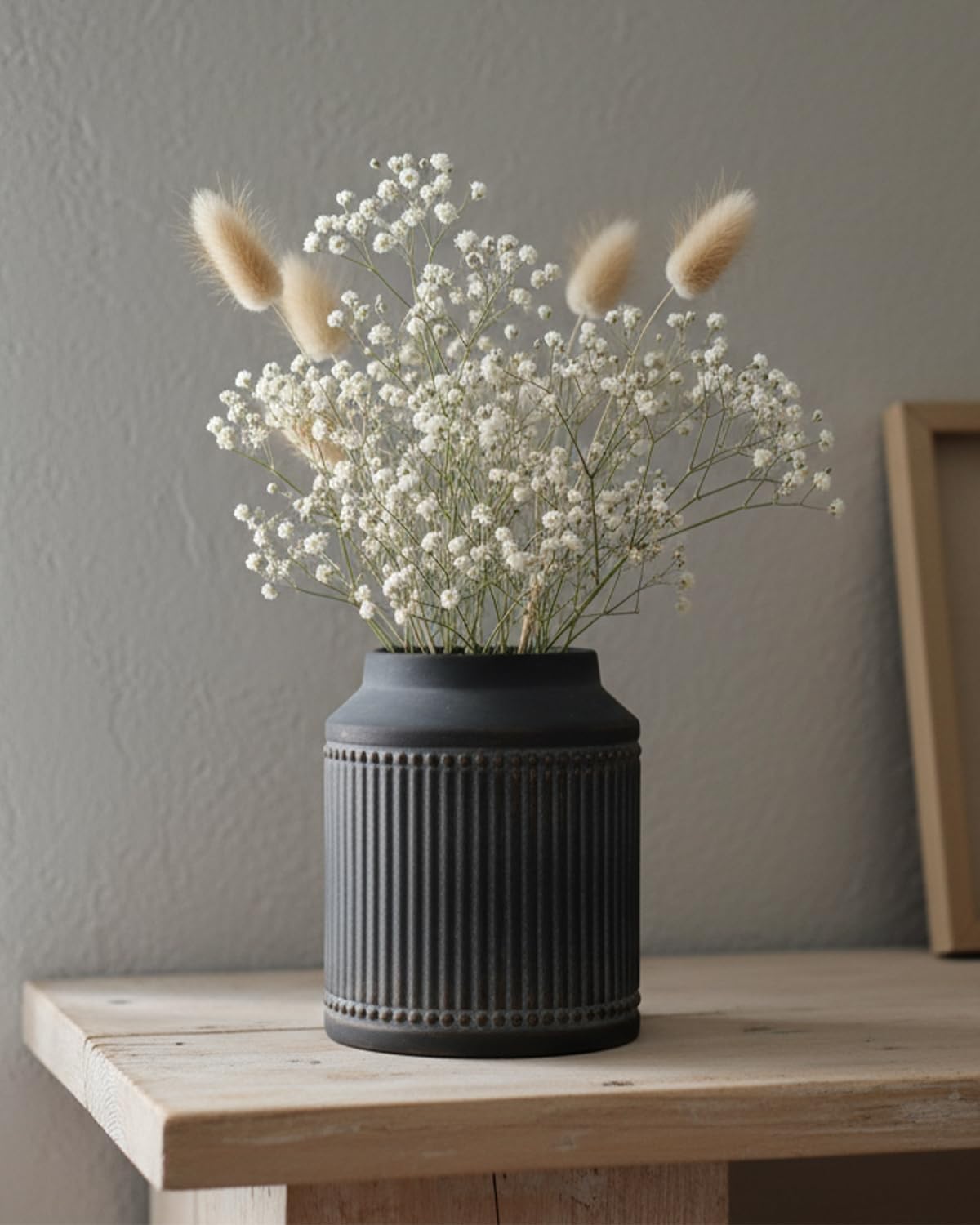 Ribbed Ceramic Vase / Brown / 7 Inch