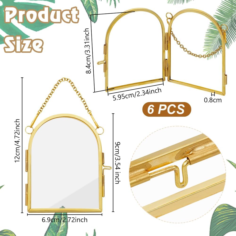 Wall Hanging Mini Photo Frames Double Glass Picture Frame / 2.3 x 3.3 / Set of 6