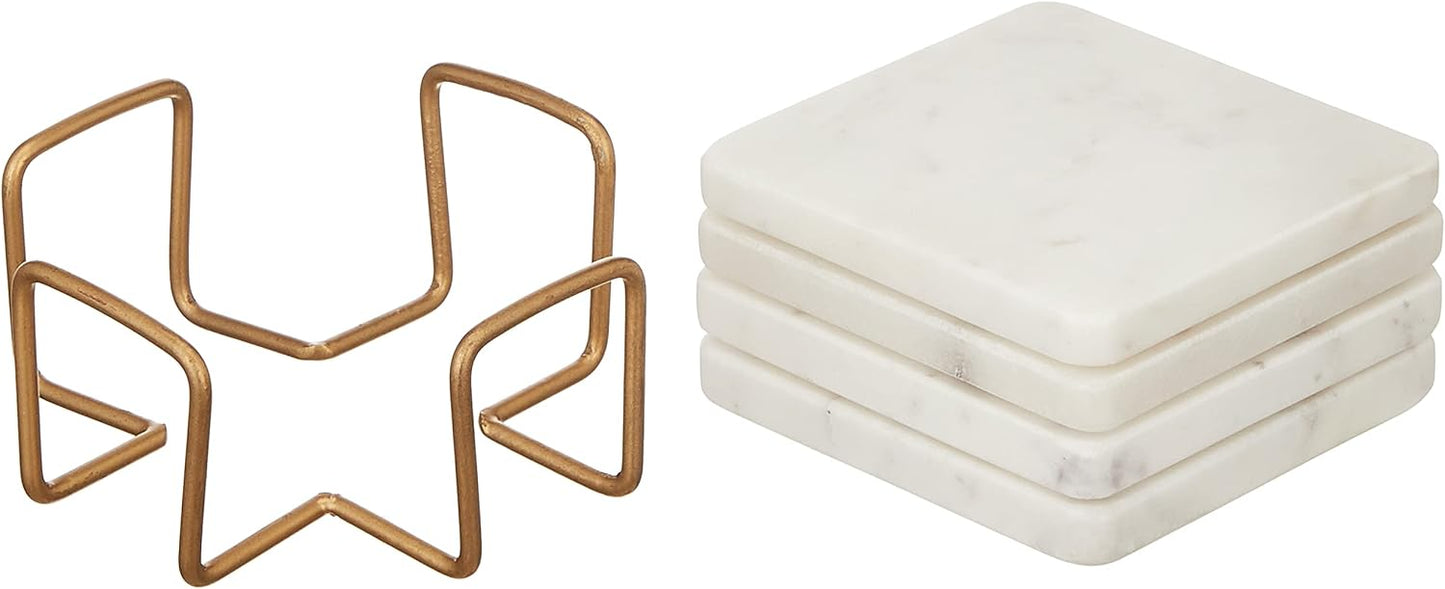 Holder / Square Modern Coasters / White / 4 Inch