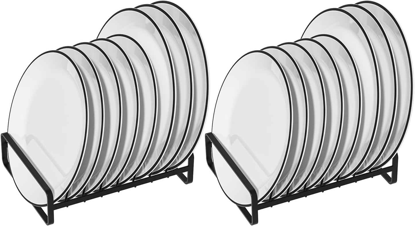 2 Pack Plate Holders Organizers 8 Slots Upright Cabinet Dish Drying Racks Metal Plate Stands (for 6In. 10In. Plates)