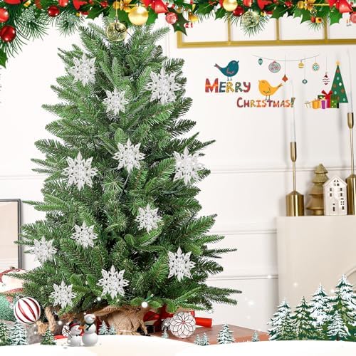 Crafare 18 Pieces Paper Winter Christmas Hanging Snowflake Decorations 3D Large White Snowflakes with String 6 inch, 8 inch10 inch,for Christmas New Year's Party Frozen-Themed Birthday Celebration