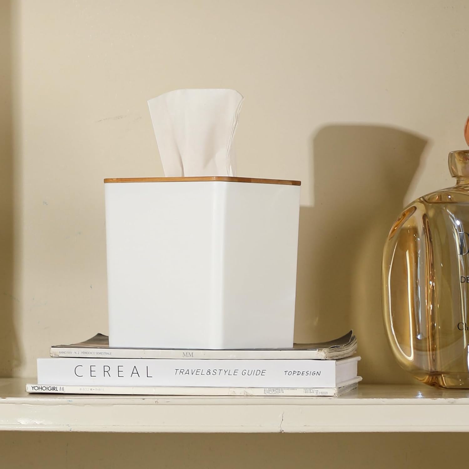 Tissue Dryer Sheet Holder for Modern Farmhouse Boho Decor / White Square