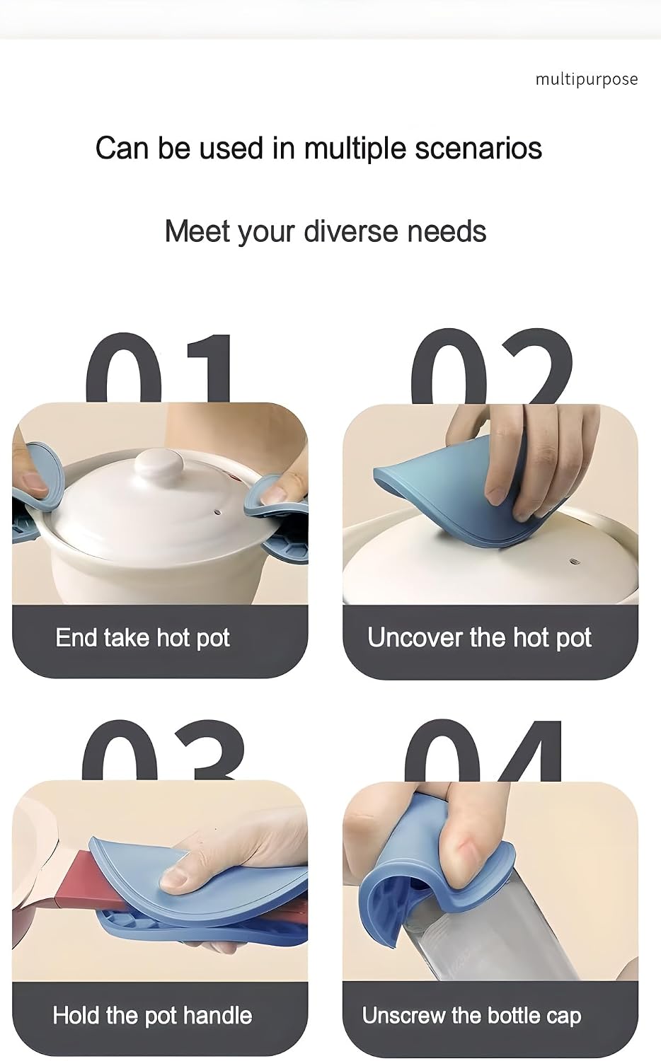 Holder / 5-Piece Silicone Coasters Set / Fog Blue / 3.9"*3.9"*0.18