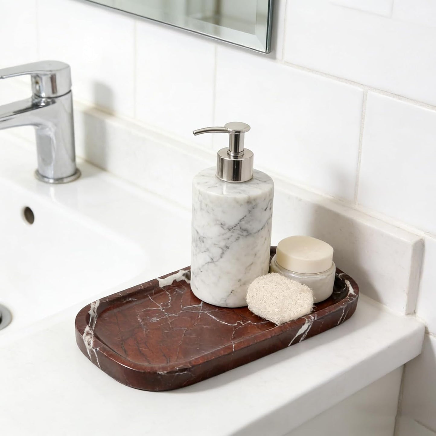 Marble Tray / Marble Vanity Tray / 10 x 4.72 / Rose Lepanto