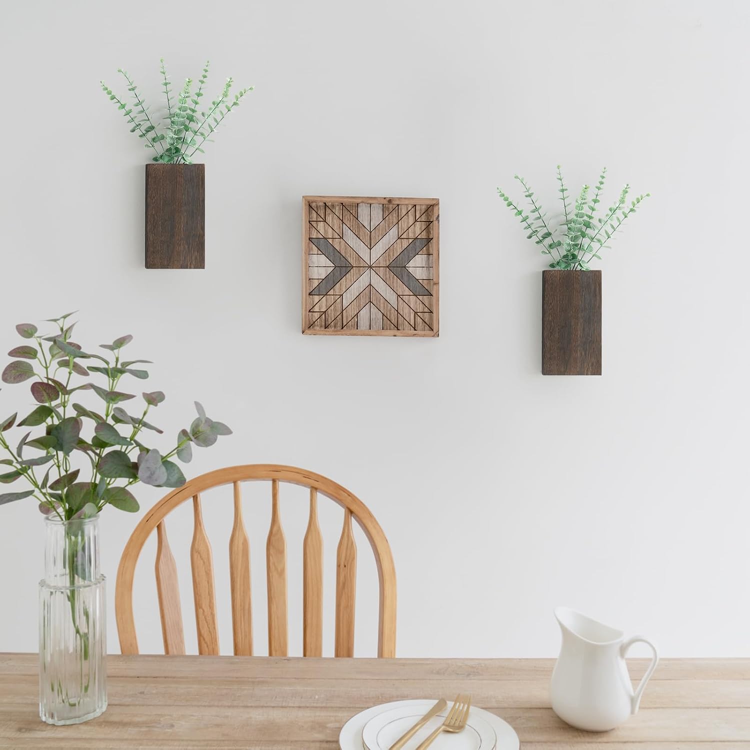 Wood Wall Planter Vase / Brown / Medium / Set of 2