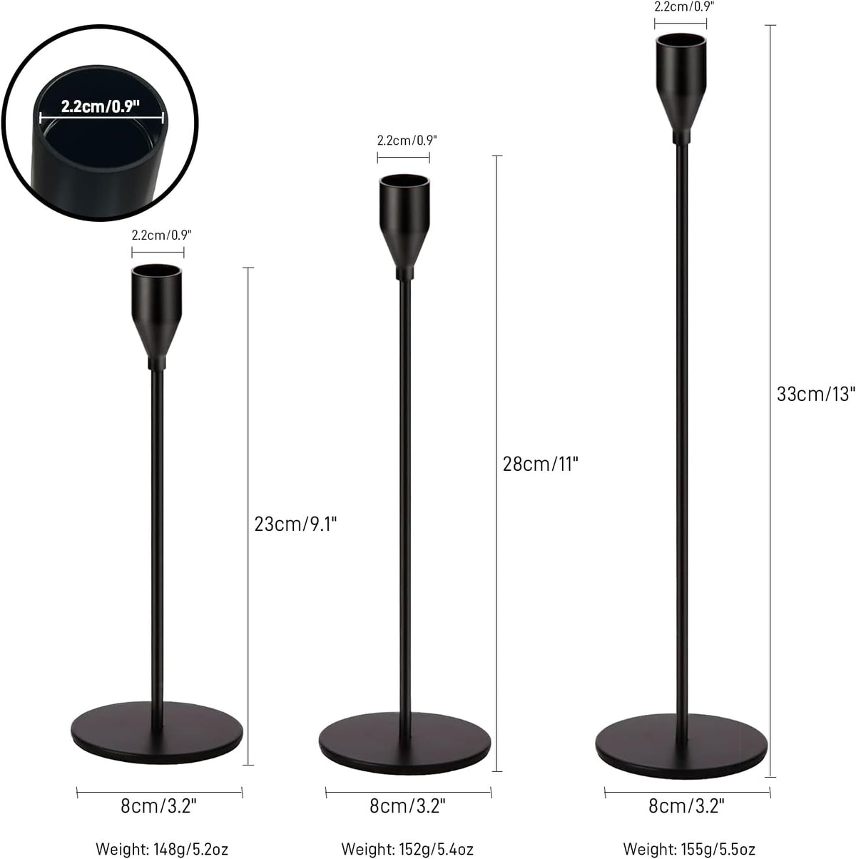 Candlestick Holders, Set of 6 Taper Silver Candle Holder Decor for Date, Festival, Wedding, Party, Dinning or