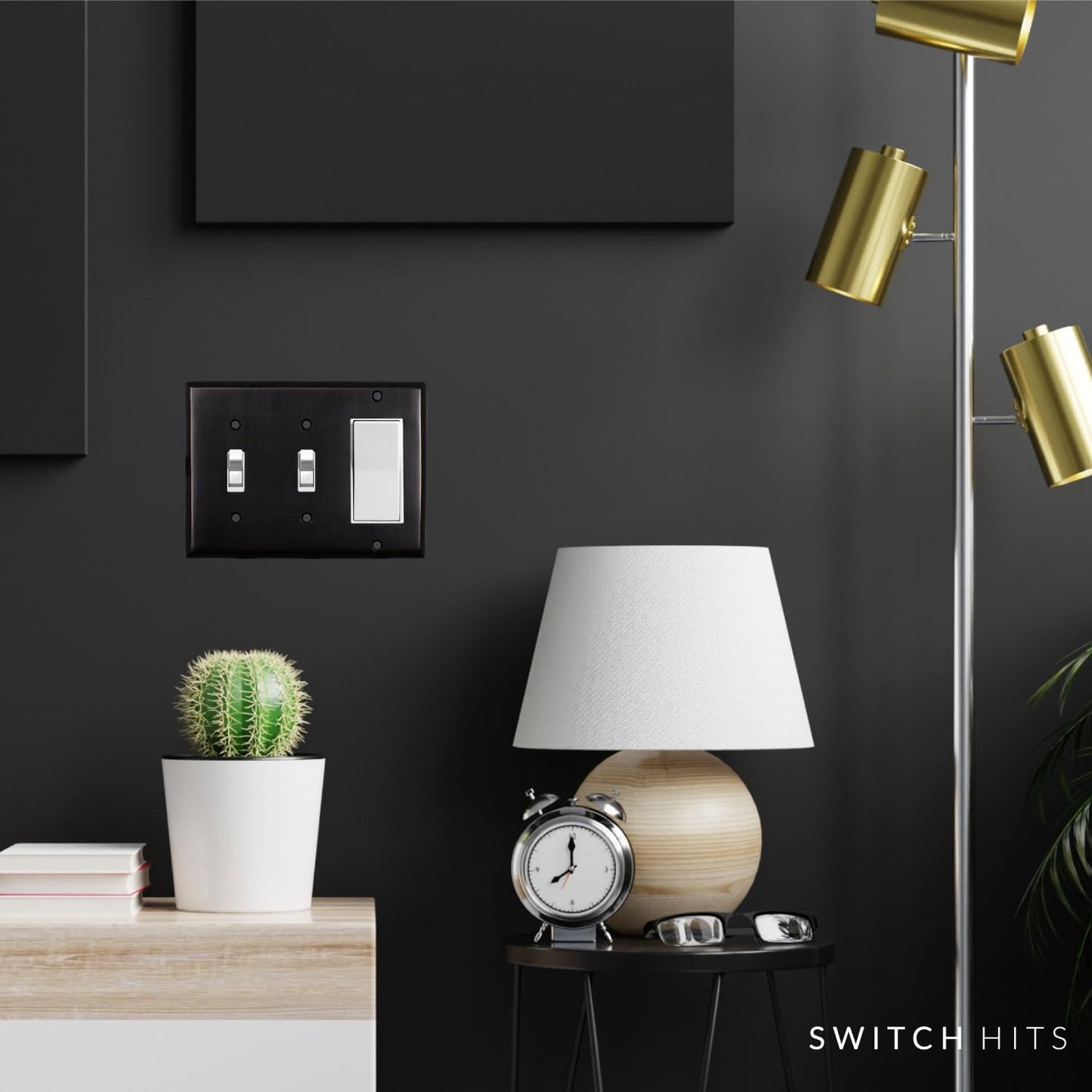 Double Light Switch Plate Outlet Cover GFCI Decorative Wall Plate | 2 Toggle - 1 Rocker Oil Rubbed Bronze Electrical