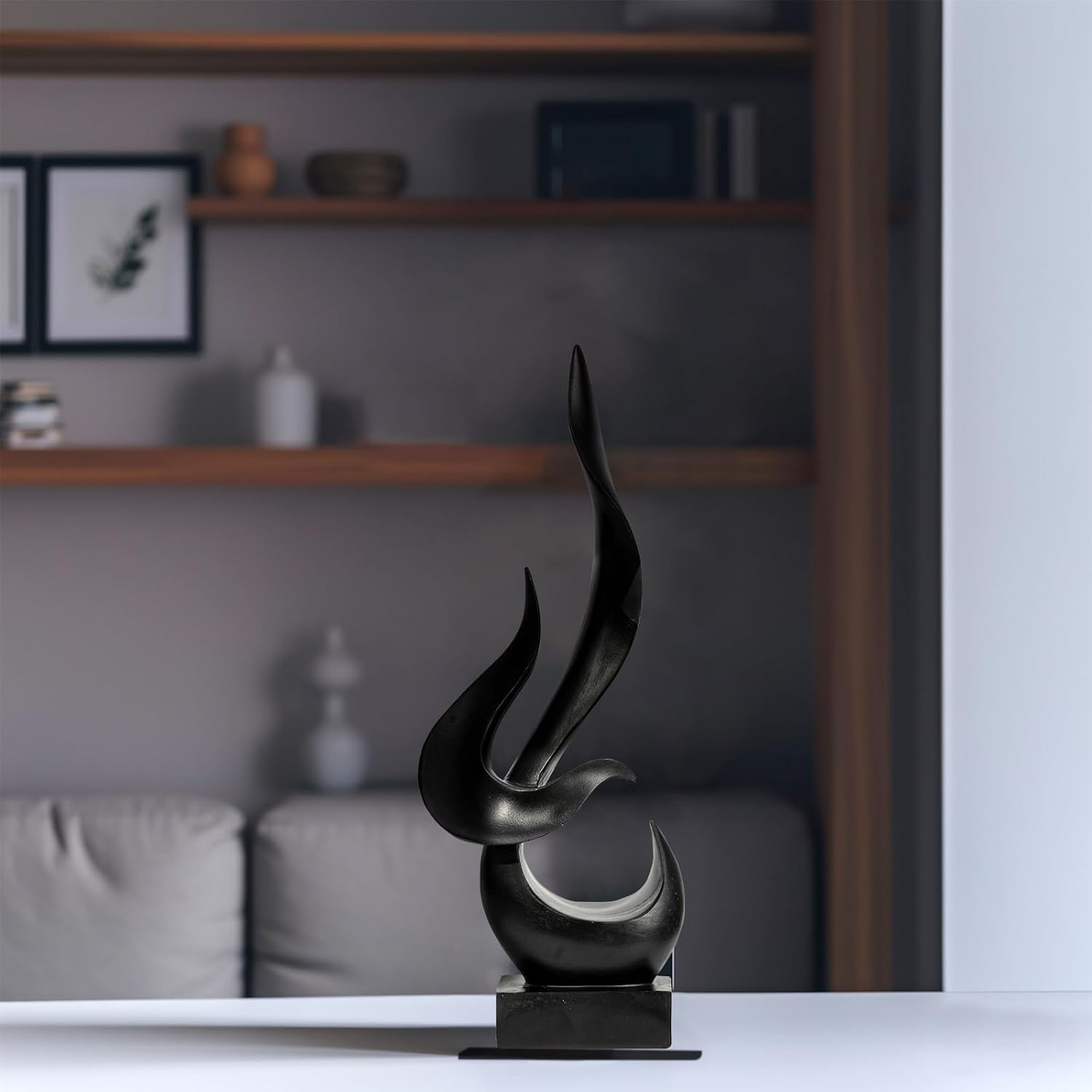 Modern Abstract Resin Statue / Black / Medium