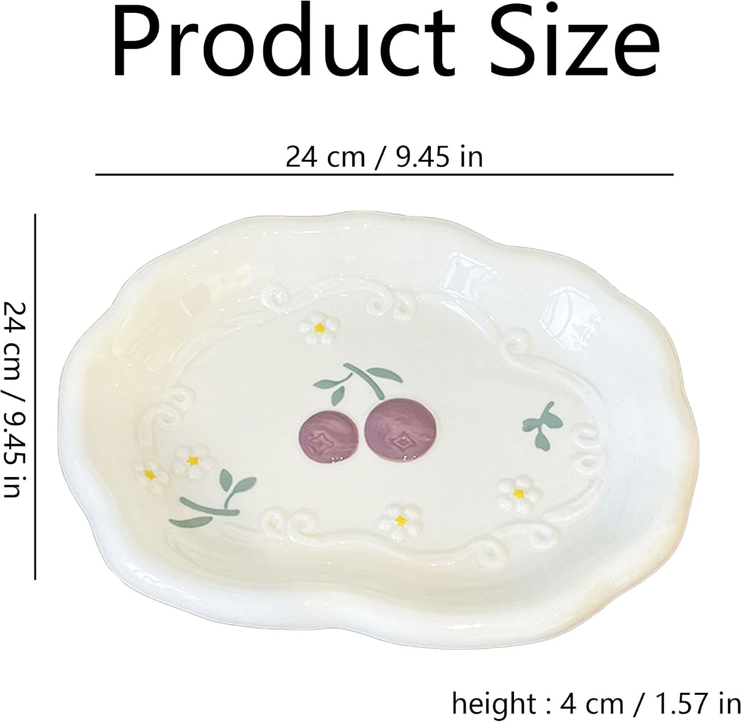 Egg Shaped Jewelry Tray Ceramic Ring Holder Dish / #c Cherries - Egg-shaped Jewelry Tray / 9.5 x 7.5