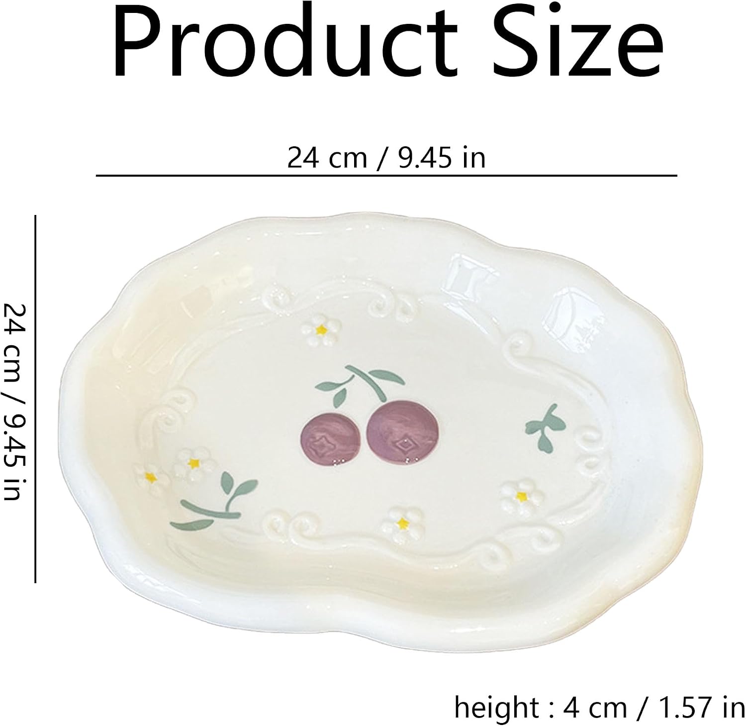 Egg Shaped Jewelry Tray Ceramic Ring Holder Dish / #c Cherries - Egg-shaped Jewelry Tray / 9.5 x 7.5