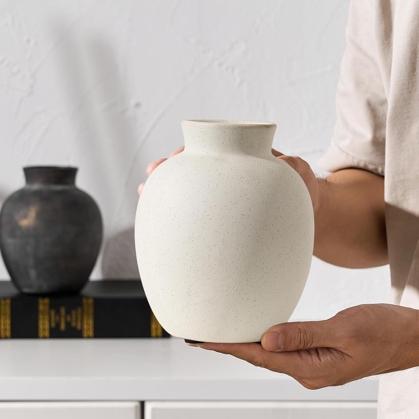 Rustic Farmhouse Boho Vase / 18443-white / 5.7 Inch