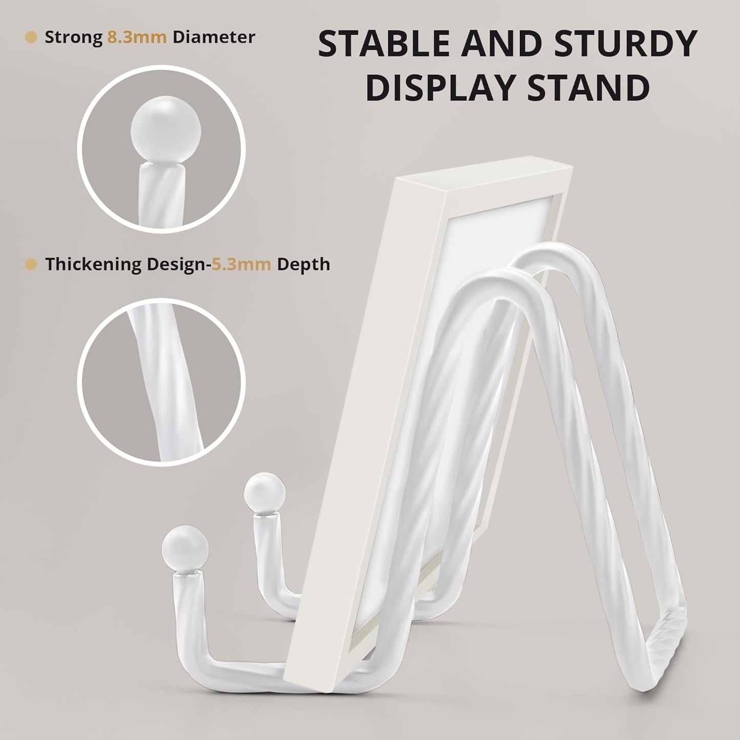Metal Plate Stands for Display / White / 6 Inch / Set of 3