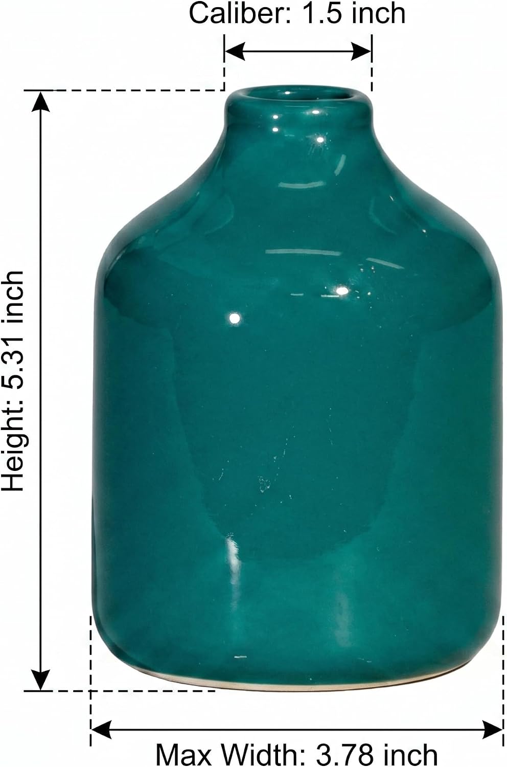 Green Ceramic Flower Vase / Dark Green / 5 Inch