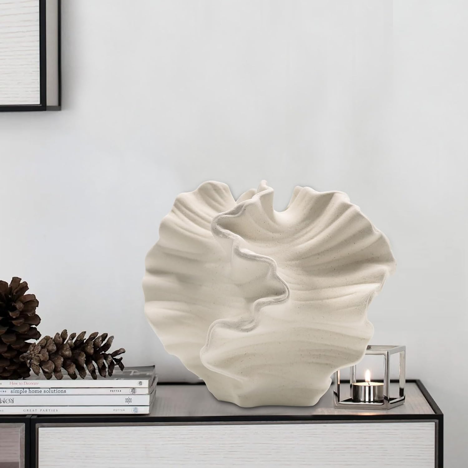 Ceramic Vase / Flower Shape White / Set of 2