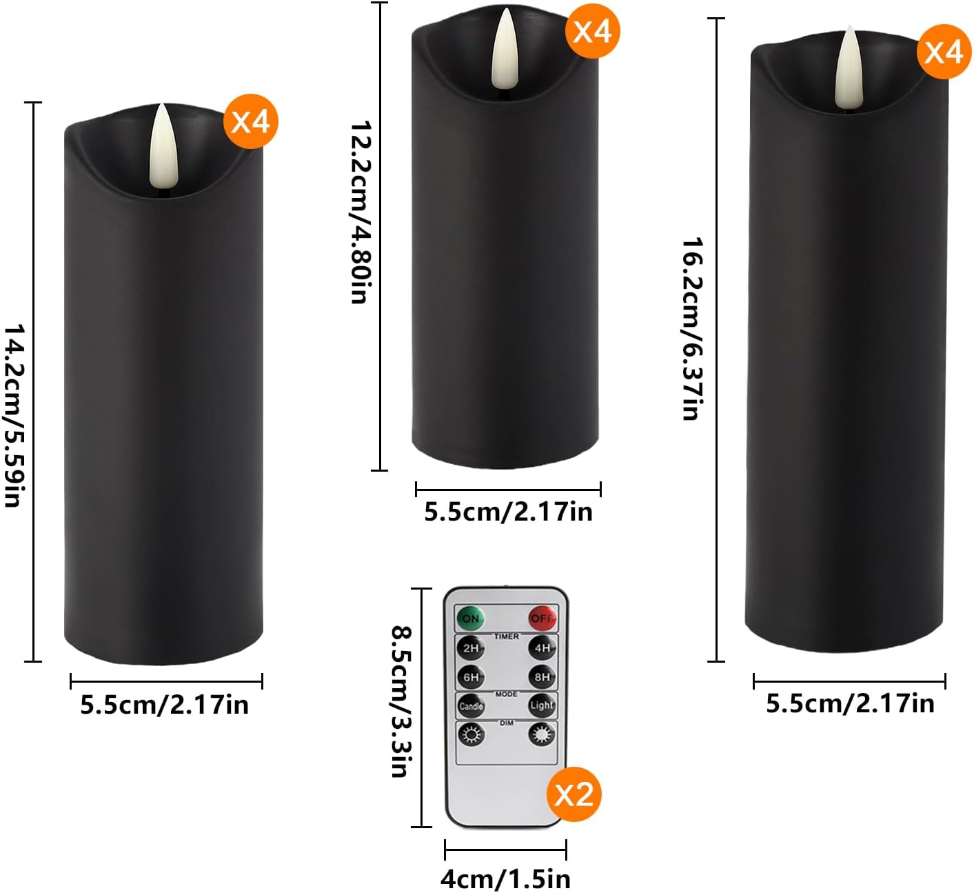 YOROXRG 12 Pack Halloween Decoration Flickering Flameless Candles, Battery Operated LED Pillar Candles with Remote