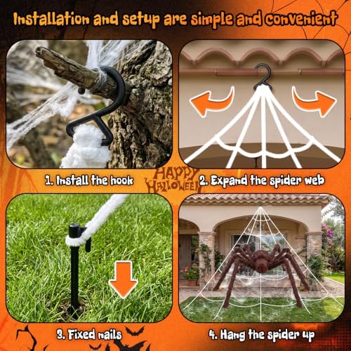 Halloween Decorations Outdoor Spider Webs:1Pcs Giant Spiders-Outdoor Use