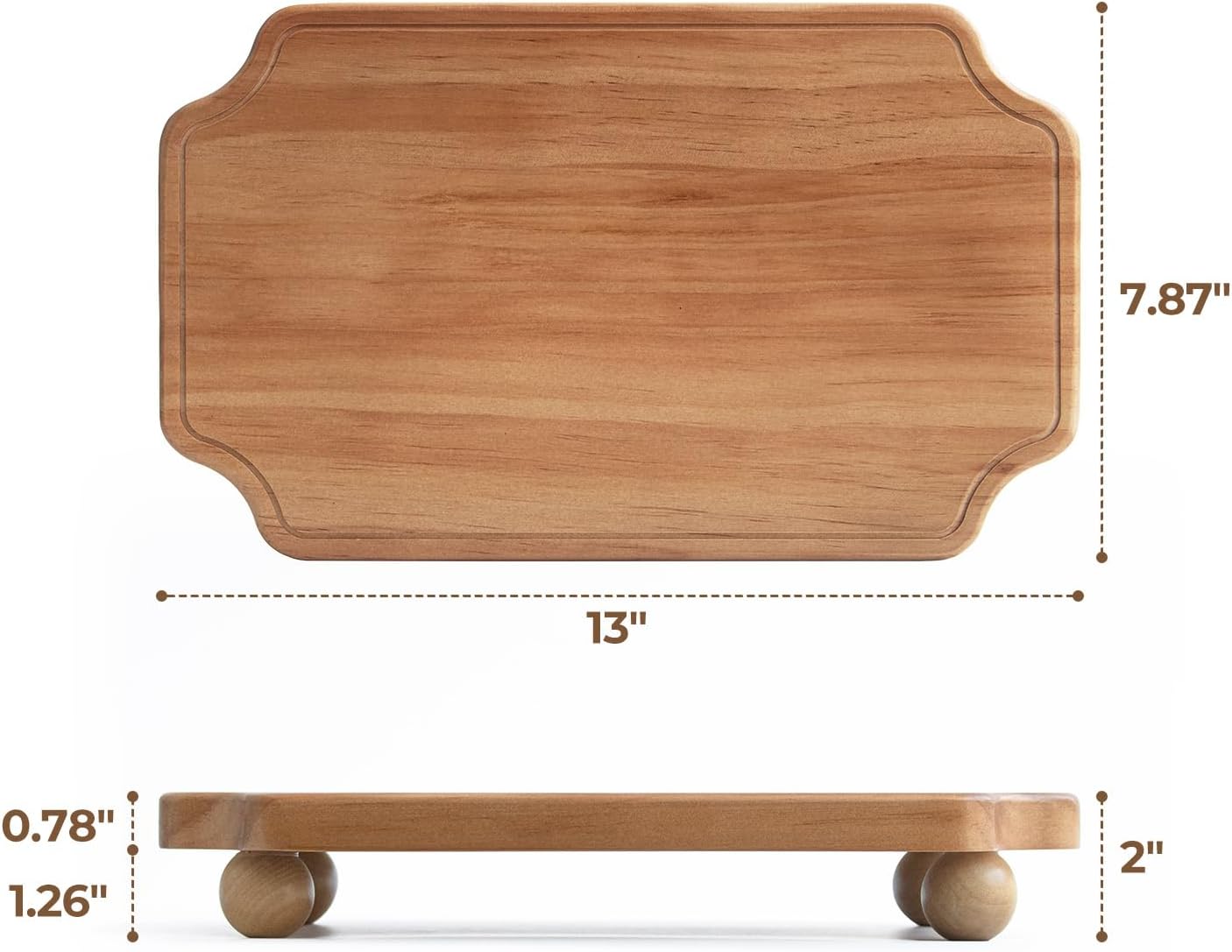 Wooden Tray / Farmhouse Wood Riser Pedestal Stand / 13 x 8