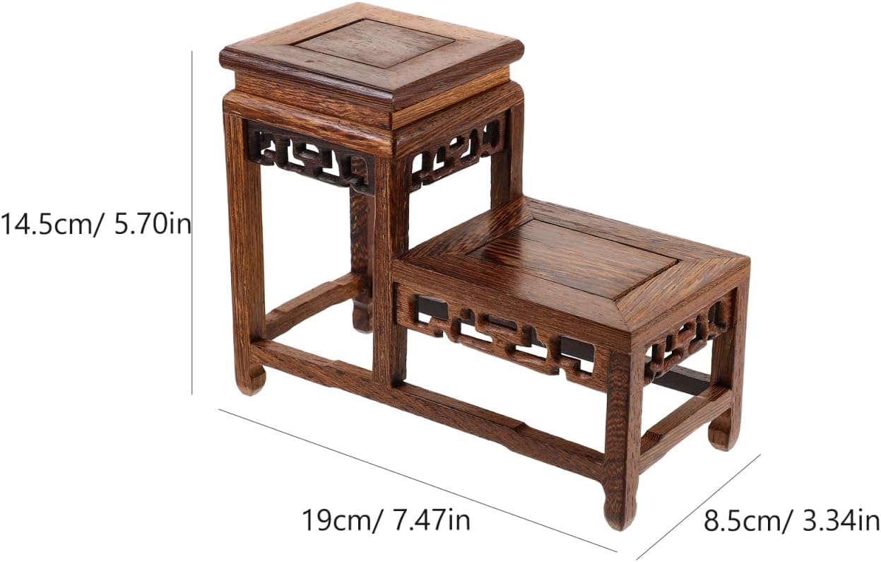 Chicken Wenge Wood Base Riser Vintage Style Wooden Display Stand for Small / 7.48 x 5.70 x 3.34
