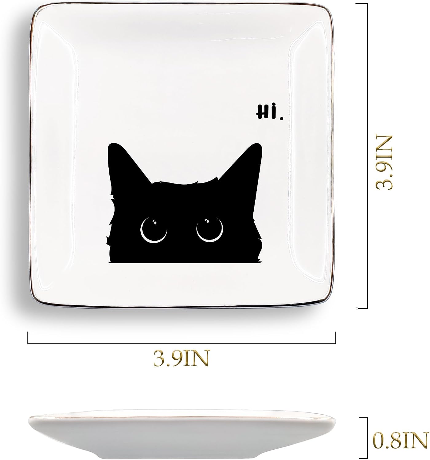Ceramic Jewelry Tray for Rings & Earring / Hi Cat / Black