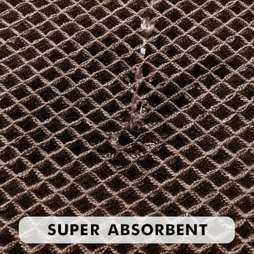 MIULEE Set of 2 Waffle Bathroom Rugs Chocolate Bath Mat 17"x24"+17"x48"
