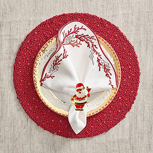 wonlex Xmas Napkin Rings Set of 6, Father Chirstmas Napkin Ring for Wedding, Thanksgiving Day, Family Gatherings, Birthday and Dinner Party (Santa Claus)