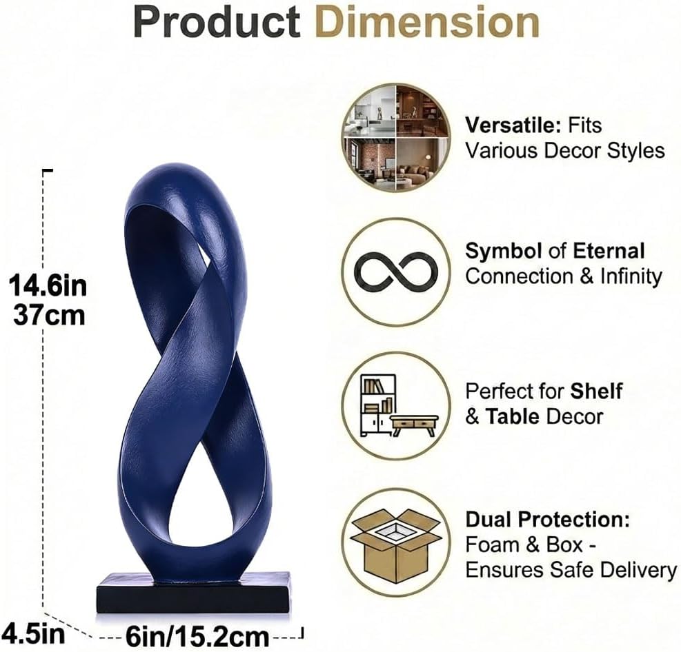 Modern Resin Infinity Loop Statue / Blue