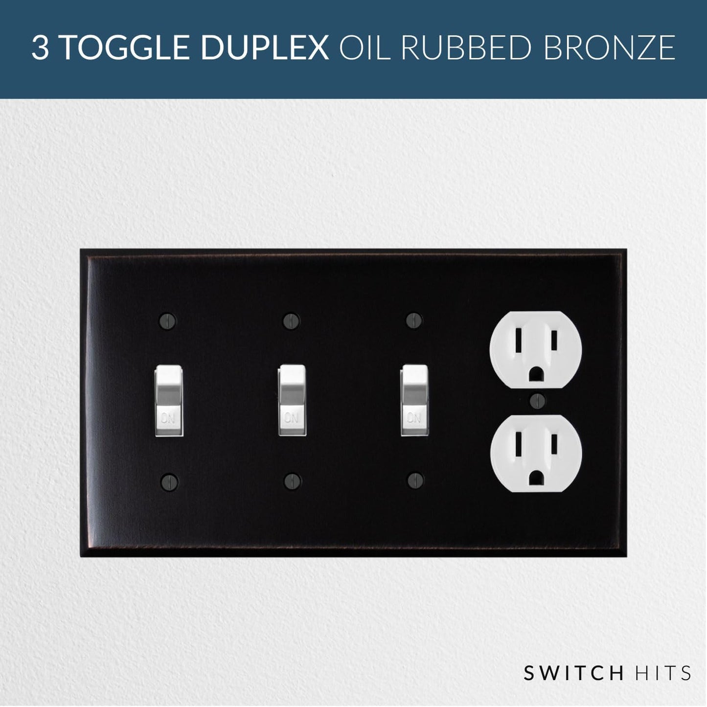 Triple Light Switch Plate Outlet Cover GFCI Decorative Wall Plate | 3 Toggle - 1 Duplex Oil Rubbed Bronze Electrical