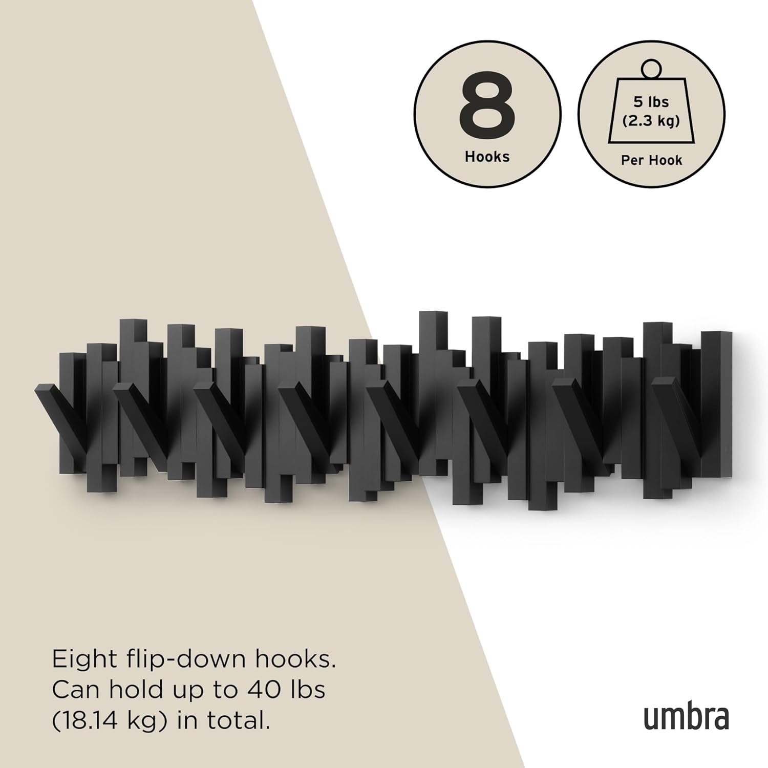 Space-Saving Storage Organizer / Black / 8-hook
