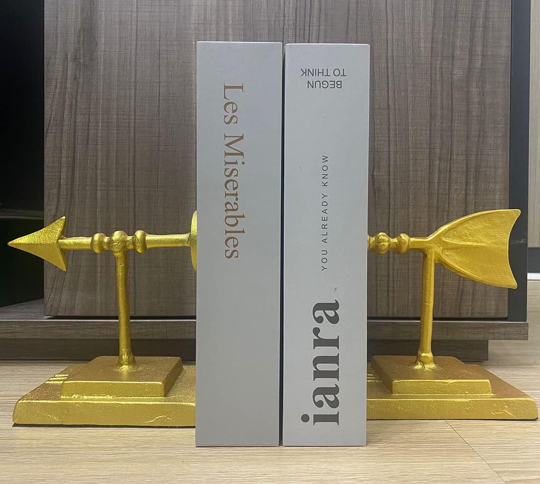 Semid Modern Metal Arrow Bookends / Gold