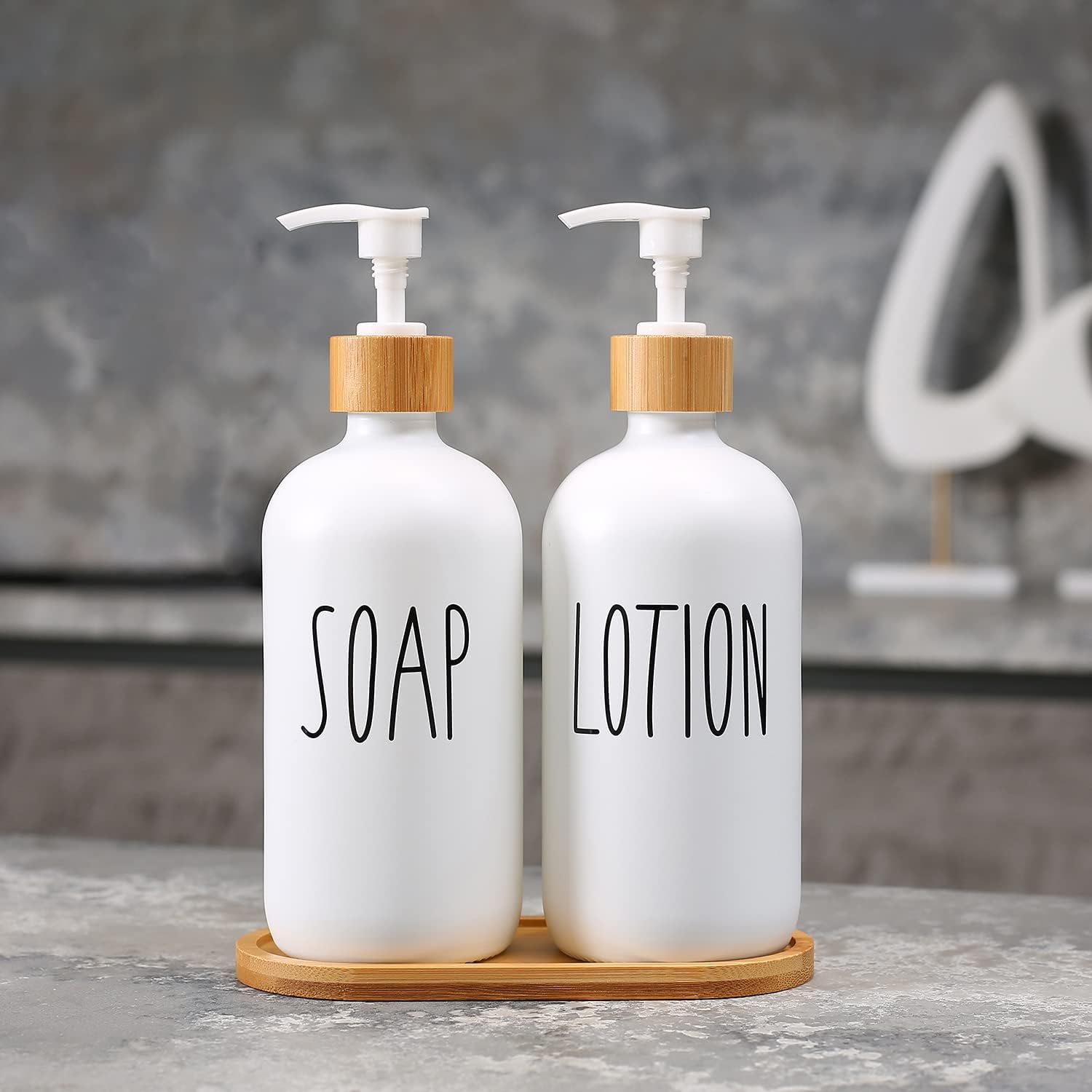 MOMEEMO White Soap Dispenser Bathroom Set | Soap and Lotion Dispenser Set Suitable for Bathroom Accessories Decor