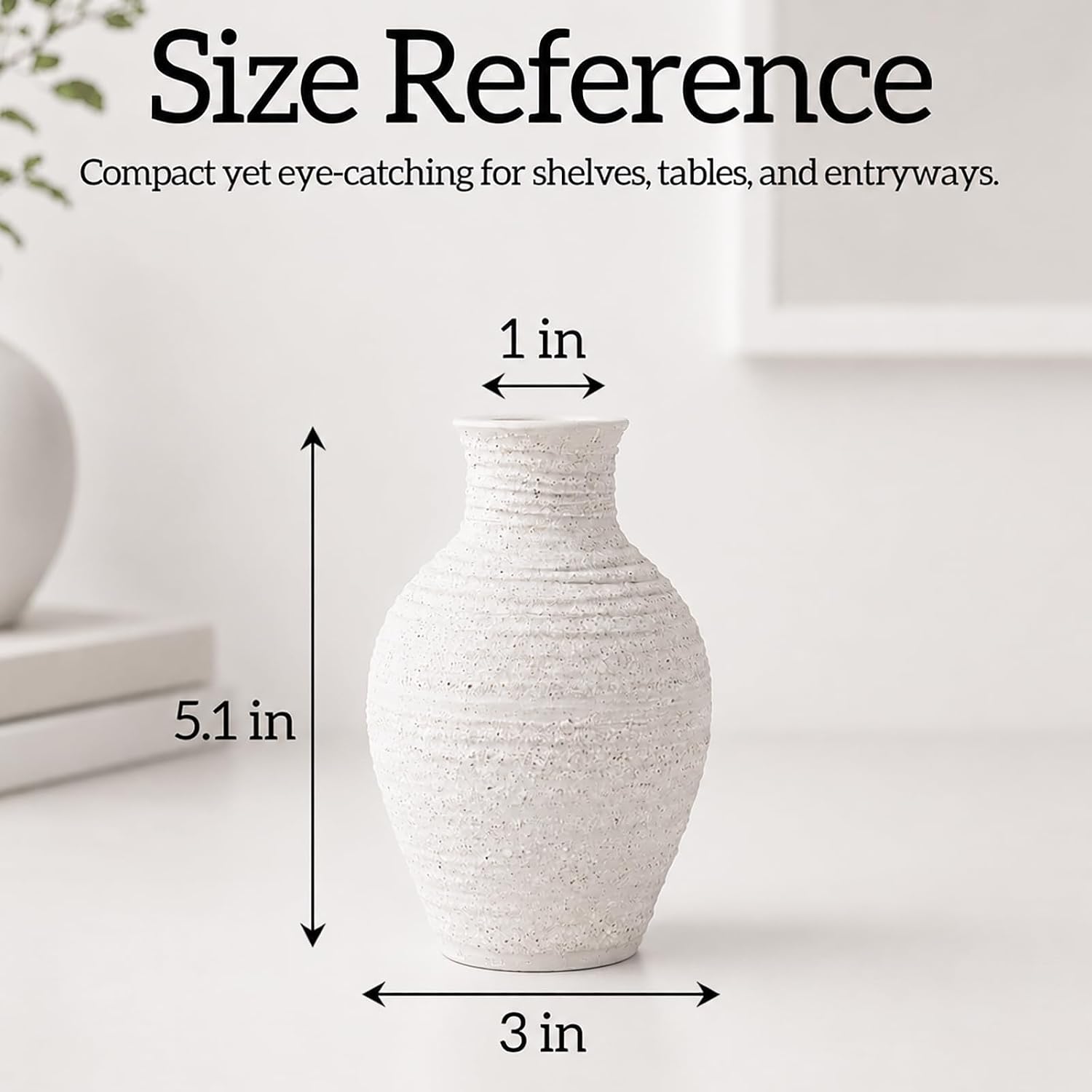 Ceramic Flower Vase Home Decor White Small Vase Decorative Table Farmhouse Vases / Modern White-v12