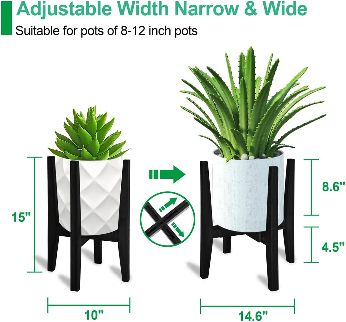 Rnined Plant Stand Indoor, Bamboo Plant Shelf, Adjustable Corner Plants Flower Holders Single Floor Plant Stand, Fits 8