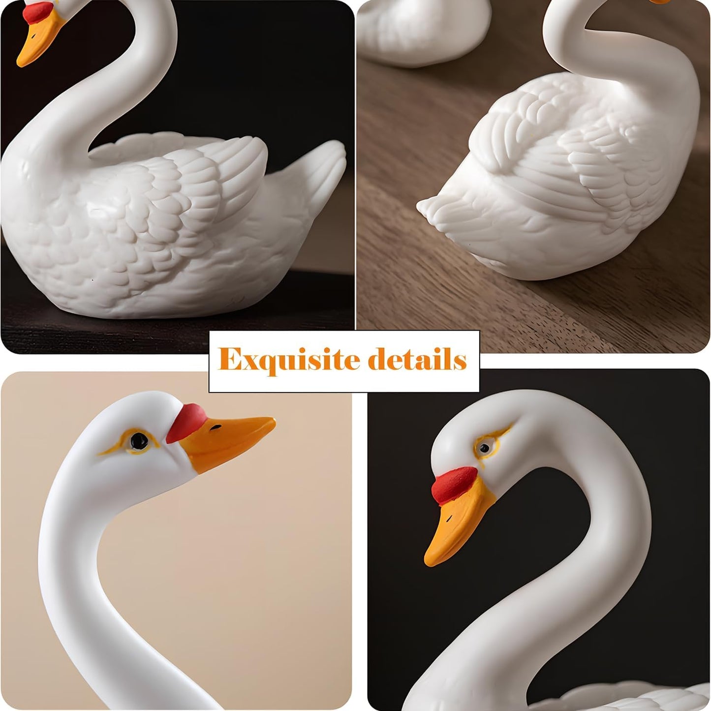 Ceramic Swan Figurine / 2.7 Inche Tall / White