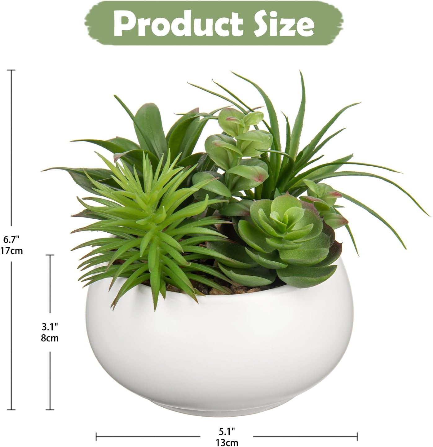 Fake Plants Artificial Succulents in Pots Faux Succulent Arrangement Potted Plant / Premium White