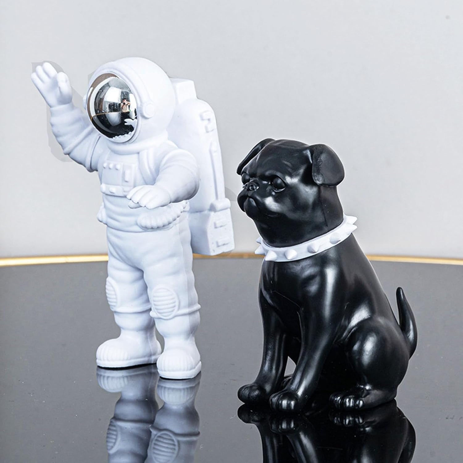 Astronaut Statues / Dog Statue Rabbit Figurine Ornament / Silver / Set of 3