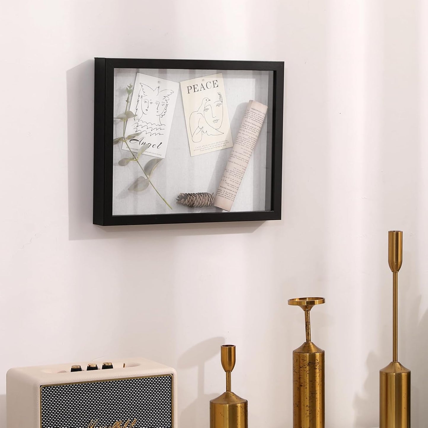 Muzilife 11x14 Shadow Box Wood Picture Frame, HD Glass, 2PCS, Black | FSC-Certified MDF | Soft Acid-free Linen Board