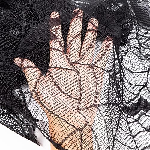 AIEX Halloween Fireplace Scarf, 18x96inch Halloween Fireplace Decorations Lace Spiderweb Cobweb Fireplace Mantle Scarf for Indoor Decor (Black)