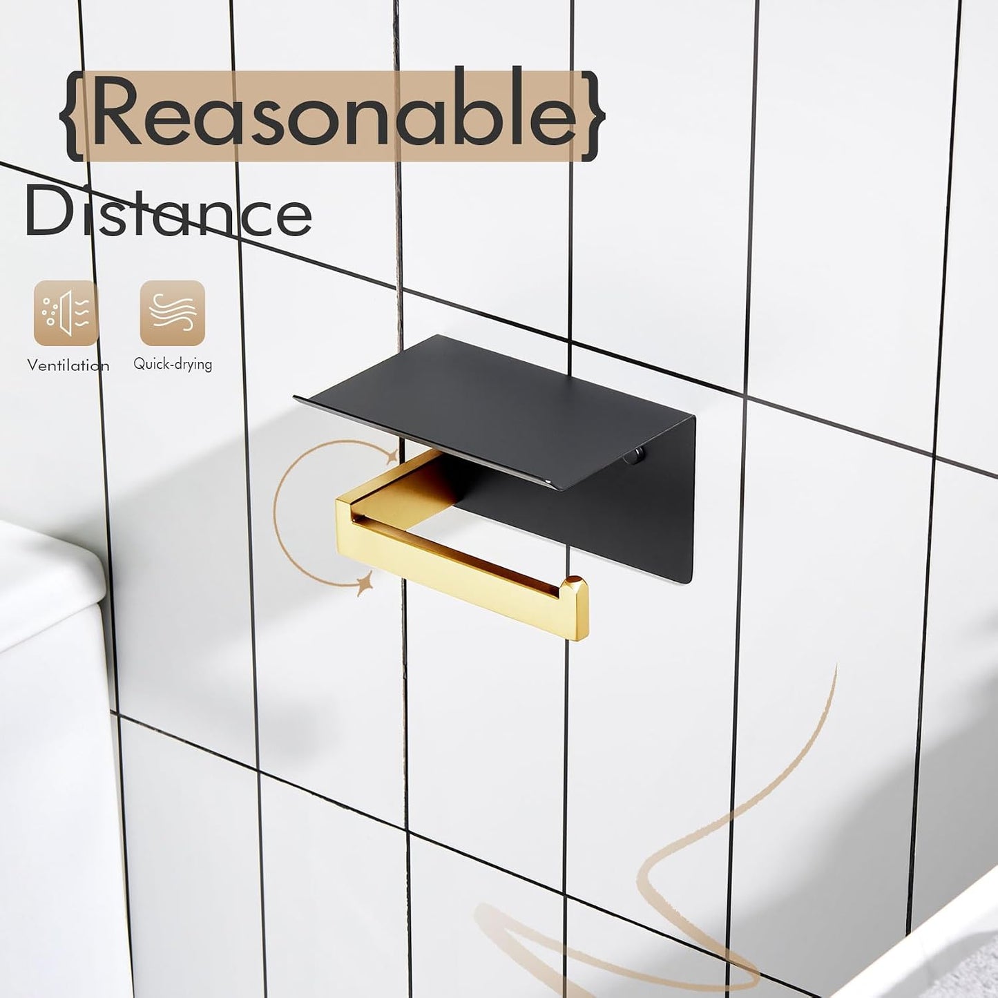 KOKOSIRI Toilet Paper Holders with Shelf Bathroom Toilet Paper Roll Holder Wall Mounted T-304 Stainless Steel, Matte