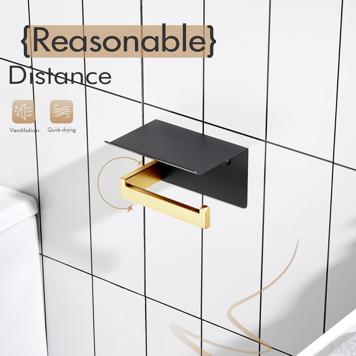 KOKOSIRI Toilet Paper Holders with Shelf Bathroom Toilet Paper Roll Holder Wall Mounted T-304 Stainless Steel, Matte