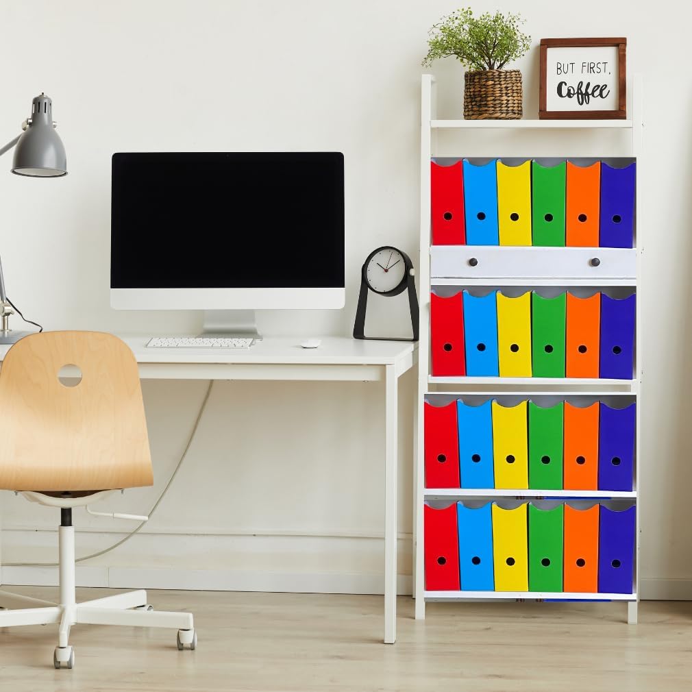 Evelots Magazine File Holders, Multicolor Cardboard Desk Organizer, 24-Pack | Set of 24 multicolor cardboard file
