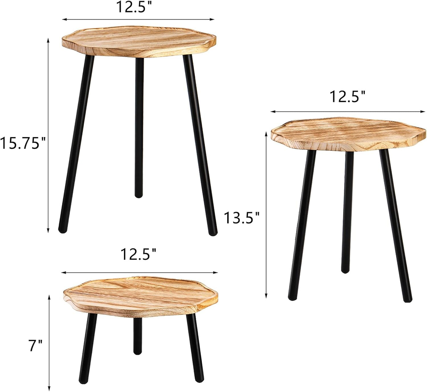 Wooden Mid Century Plant Stand Tall Plant Table Plant Holder Plant Riser for Flower / Set of 3