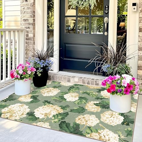 3x5 Floral Entry Rug - Washable Indoor Outdoor Mats for Front Door