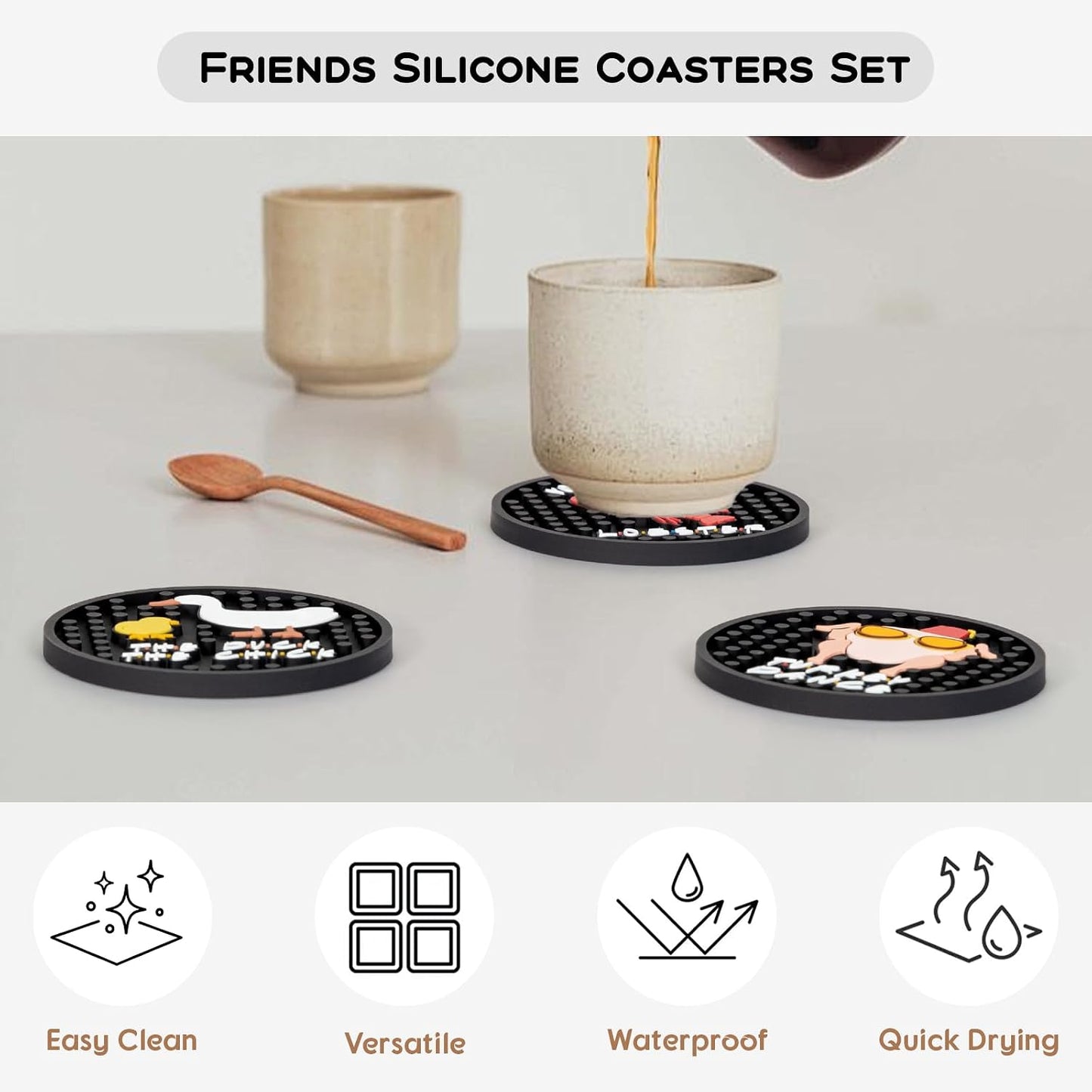 Holder / Silicone Drink Coasters Set