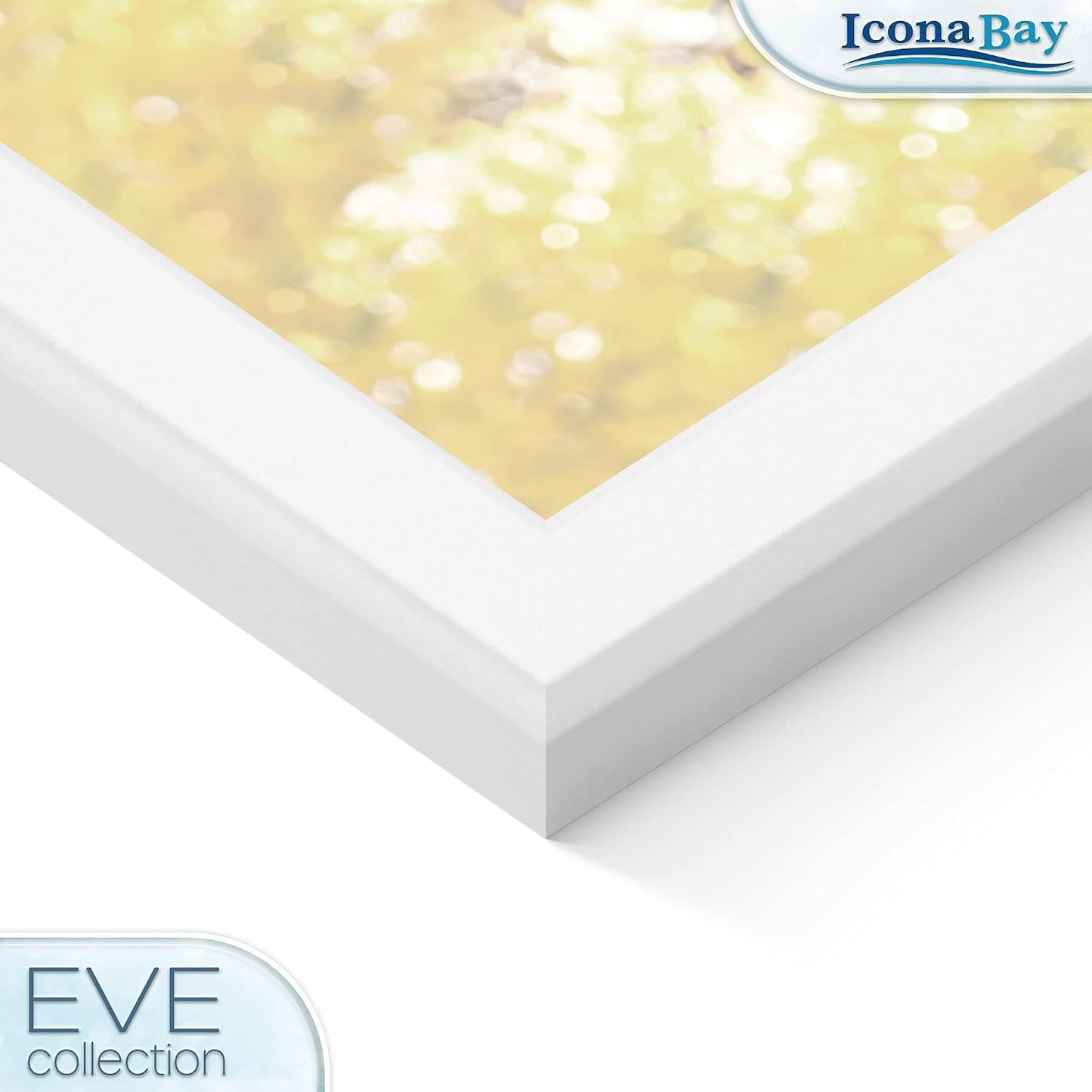 4x6 Picture Frames (White, 3 Pack), Modern Double-Beveled Frame, Tabletop or Wall Mount, Eve Collection
