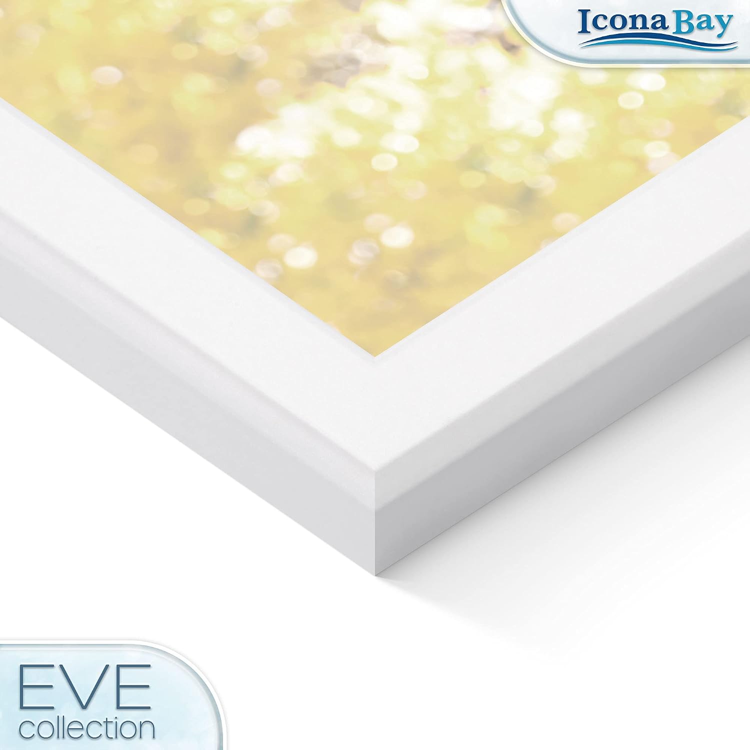 4x6 Picture Frames (White, 3 Pack), Modern Double-Beveled Frame, Tabletop or Wall Mount, Eve Collection