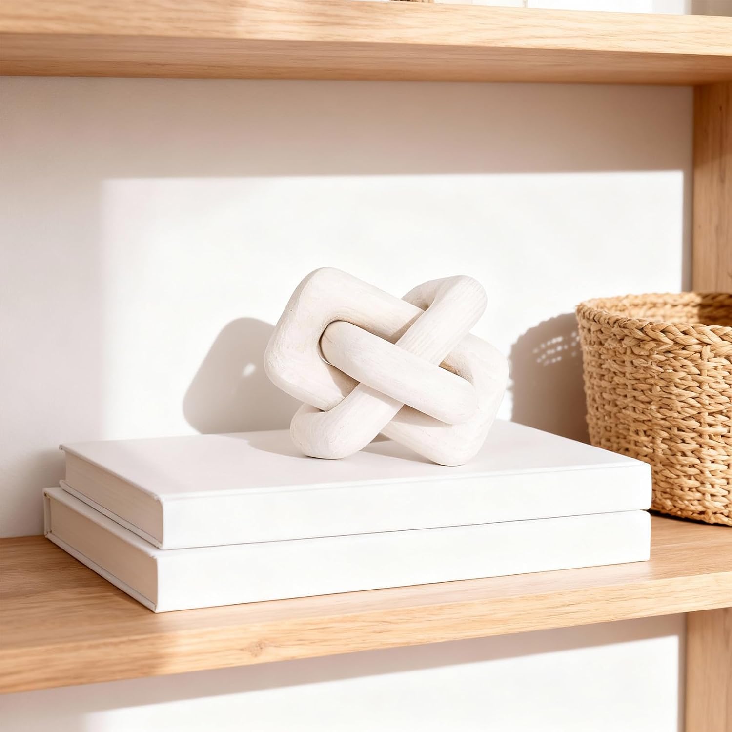 Wooden Knot Decoration Bohemian Decoration Hand-Carved Knot Autumn Winter Home Decor / White